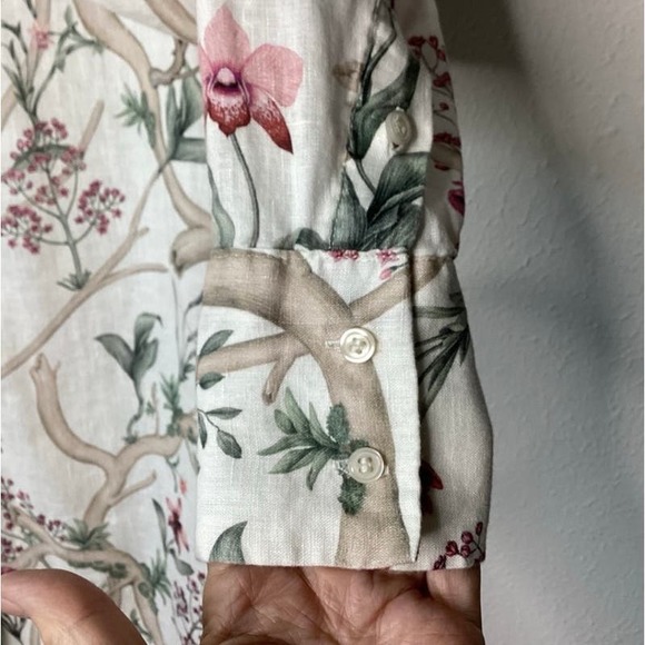 Johanna Ortiz floral tropical linen midi dress sz XS - Picture 6 of 10